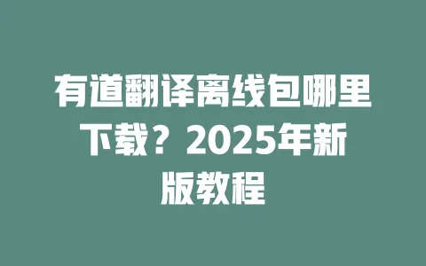 有道翻译离线包哪里下载?2025年新版教程 一