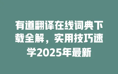 有道翻译在线词典下载全解,实用技巧速学2025年最新 一