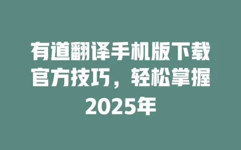 有道翻译手机版下载官方技巧,轻松掌握2025年 一