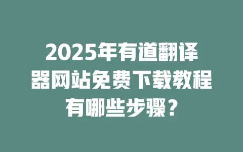 2025年有道翻译器网站免费下载教程有哪些步骤？ 一