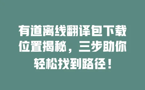 有道离线翻译包下载位置揭秘，三步助你轻松找到路径！ 一