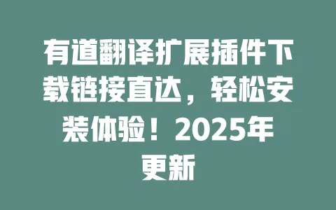有道翻译扩展插件下载链接直达，轻松安装体验！2025年更新 一