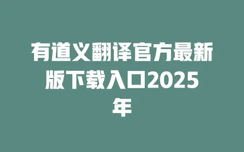 有道义翻译官方最新版下载入口2025年 一