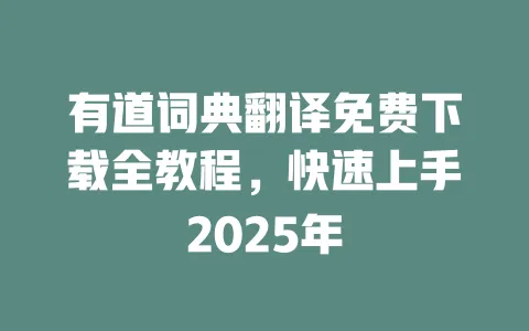 有道词典翻译免费下载全教程,快速上手2025年 一