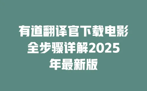 有道翻译官下载电影全步骤详解2025年最新版 一