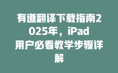 有道翻译下载指南2025年,iPad用户必看教学步骤详解 一
