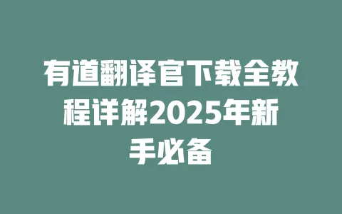 有道翻译官下载全教程详解2025年新手必备 一
