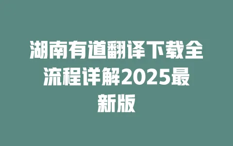湖南有道翻译下载全流程详解2025最新版 一