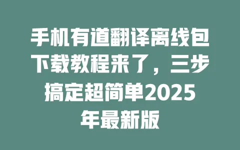 手机有道翻译离线包下载教程来了，三步搞定超简单2025年最新版 一