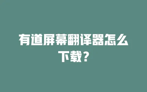 有道屏幕翻译器怎么下载? 一