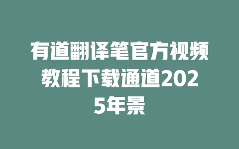 有道翻译笔官方视频教程下载通道2025年景 一