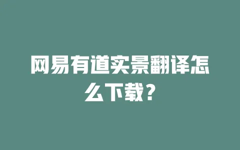 网易有道实景翻译怎么下载? 一