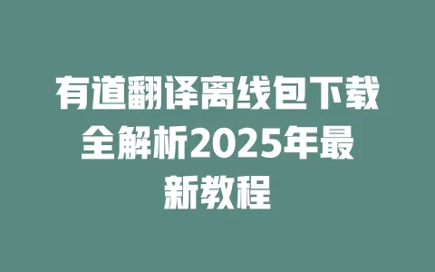 有道翻译离线包下载全解析2025年最新教程 一