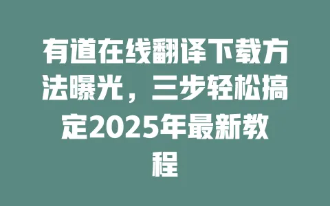 有道在线翻译下载方法曝光,三步轻松搞定2025年最新教程 一